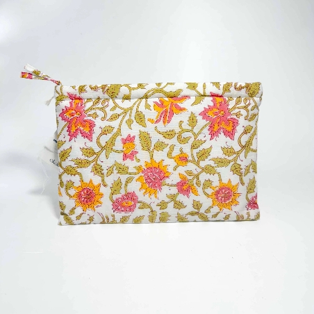 Sustainable Cotton Travel Pouch/Organizer By Ekatra - Pink Floral